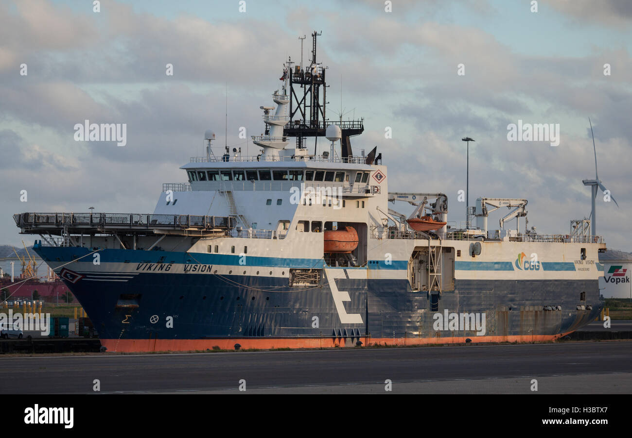MV Viking Vision a fianco in Ijmuiden nei Paesi Bassi Foto Stock