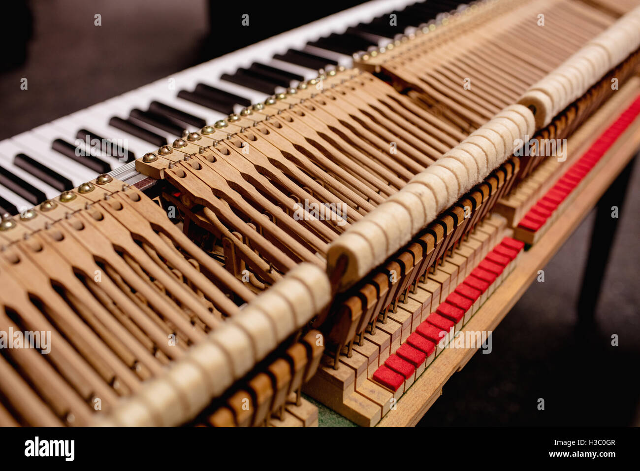 Close-up del vecchio pianoforte tastiera Foto Stock