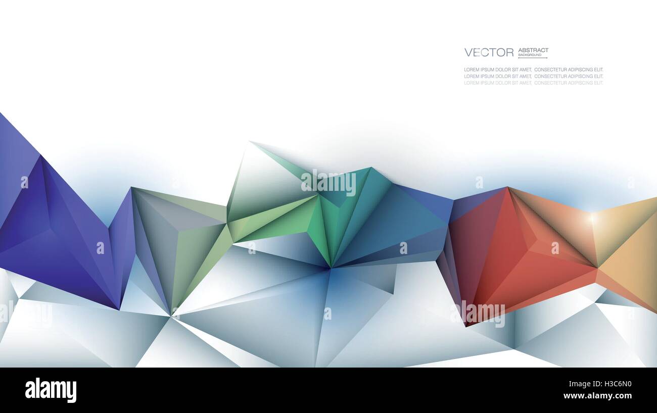 Abstract vettore 3D geometrica, Polygon ( ) poligonale, Triangolo forma del modello. Variopinto sui bassi poli sfondo Illustrazione Vettoriale