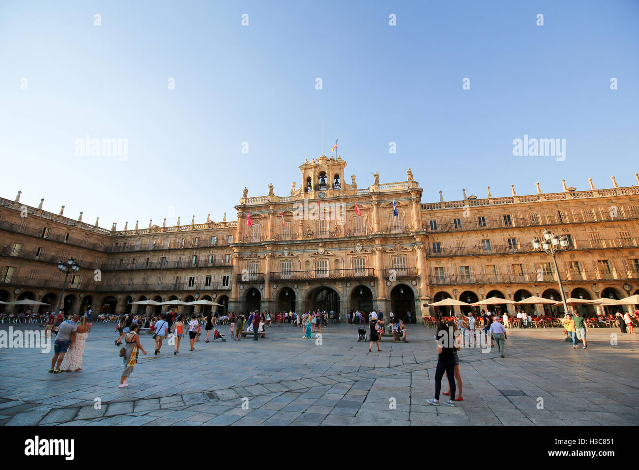 La Plaza Mayor (piazza principale) in Salamanca, Spagna Foto Stock