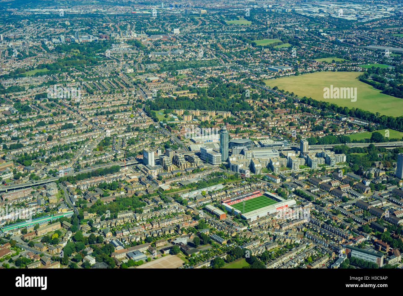 Vista aerea di Brentford di Londra, Regno Unito Foto Stock