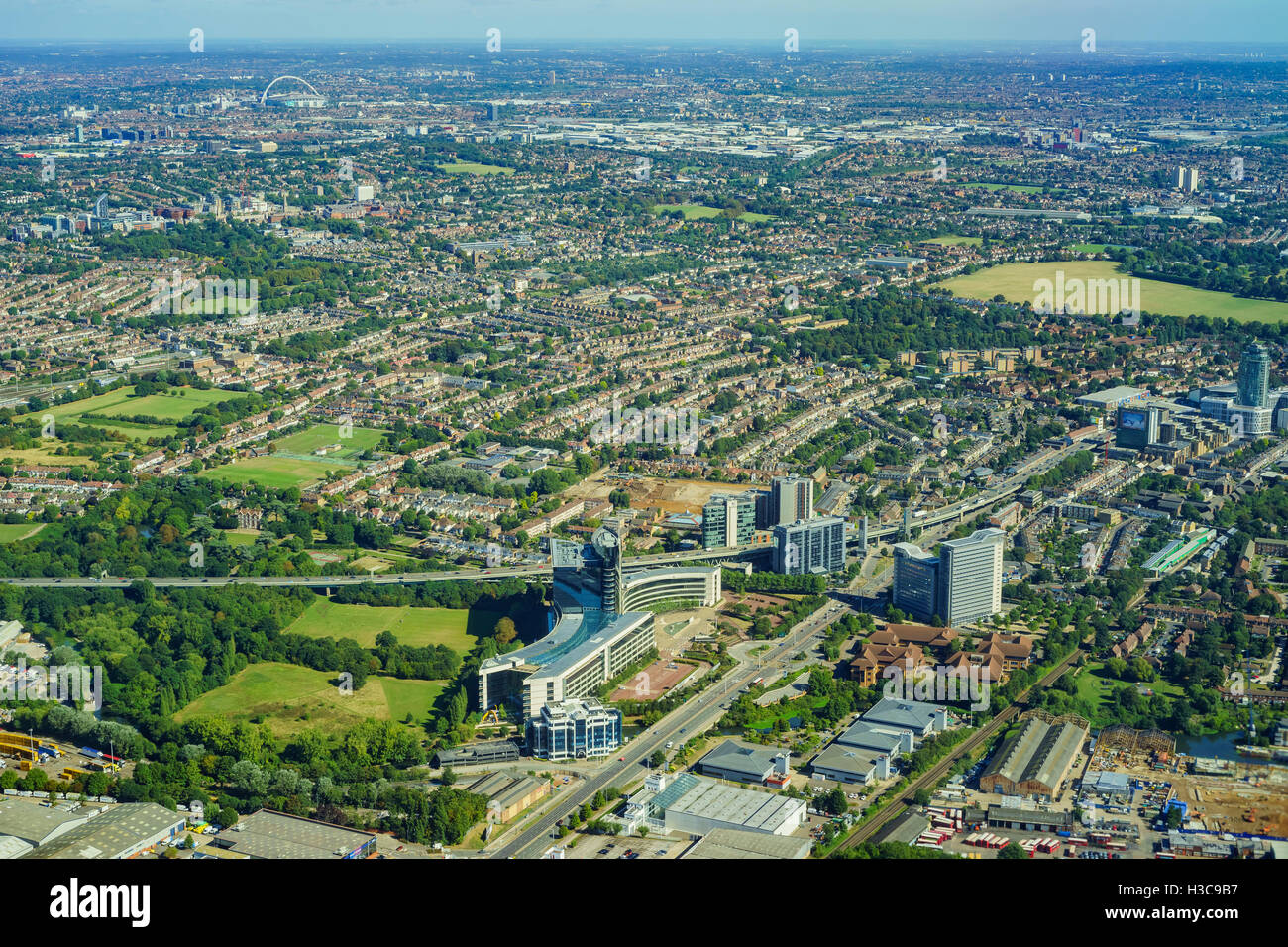 Vista aerea di Brentford di Londra, Regno Unito Foto Stock
