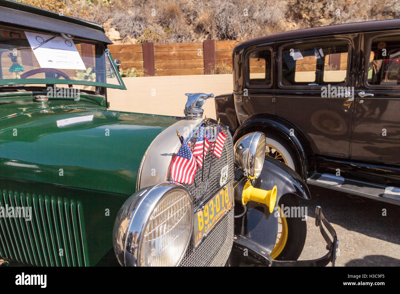 Laguna Beach, CA, Stati Uniti d'America - 2 Ottobre 2016: Verde 1928 Ford un modello di proprietà da Vince Piper e visualizzati al Rotary Club di Laguna Foto Stock