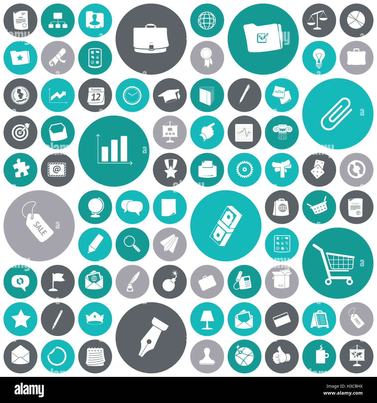 Design piatto icone per affari e finanza. Foto Stock