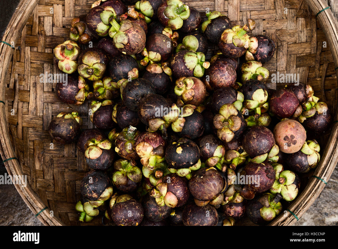 Cestino di mangostene viola Foto Stock