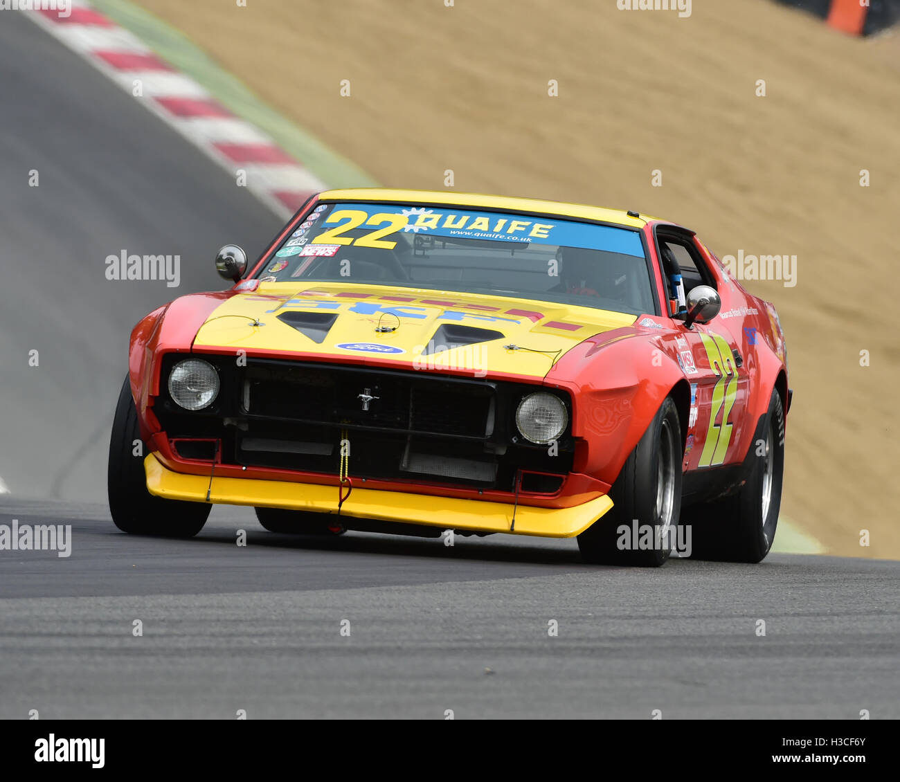 Steve Everson, Ford Mustang Mach 1, Bernies V8s, American Speedfest IV, Brands Hatch, giugno 2016, automobili, Autosport, automobili, c Foto Stock