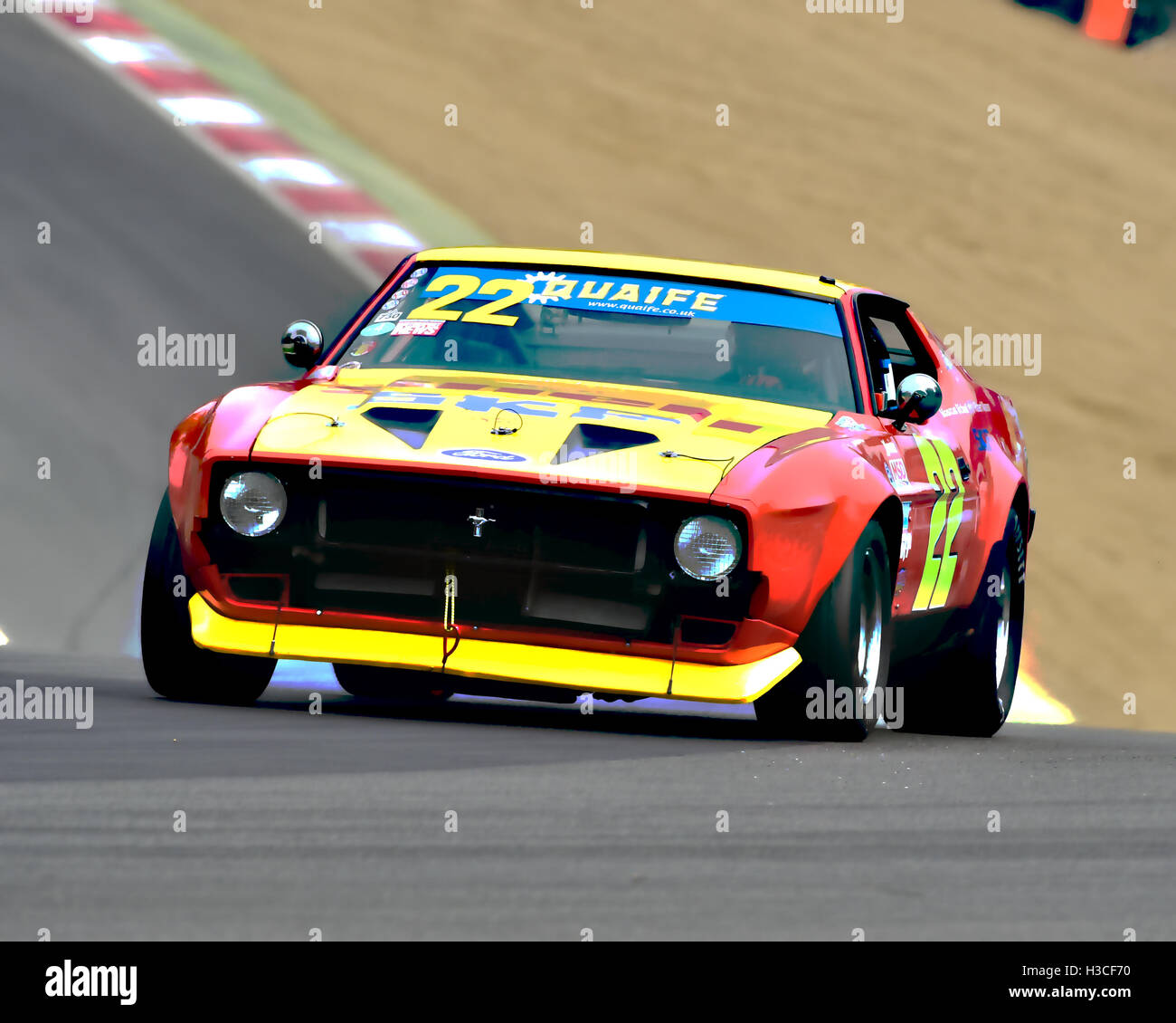 Steve Everson, Ford Mustang Mach 1, Bernies V8s, American Speedfest IV, Brands Hatch, giugno 2016, automobili, Autosport, automobili, c Foto Stock