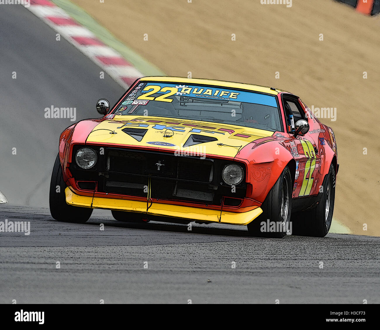 Steve Everson, Ford Mustang Mach 1, Bernies V8s, American Speedfest IV, Brands Hatch, giugno 2016, automobili, Autosport, automobili, c Foto Stock