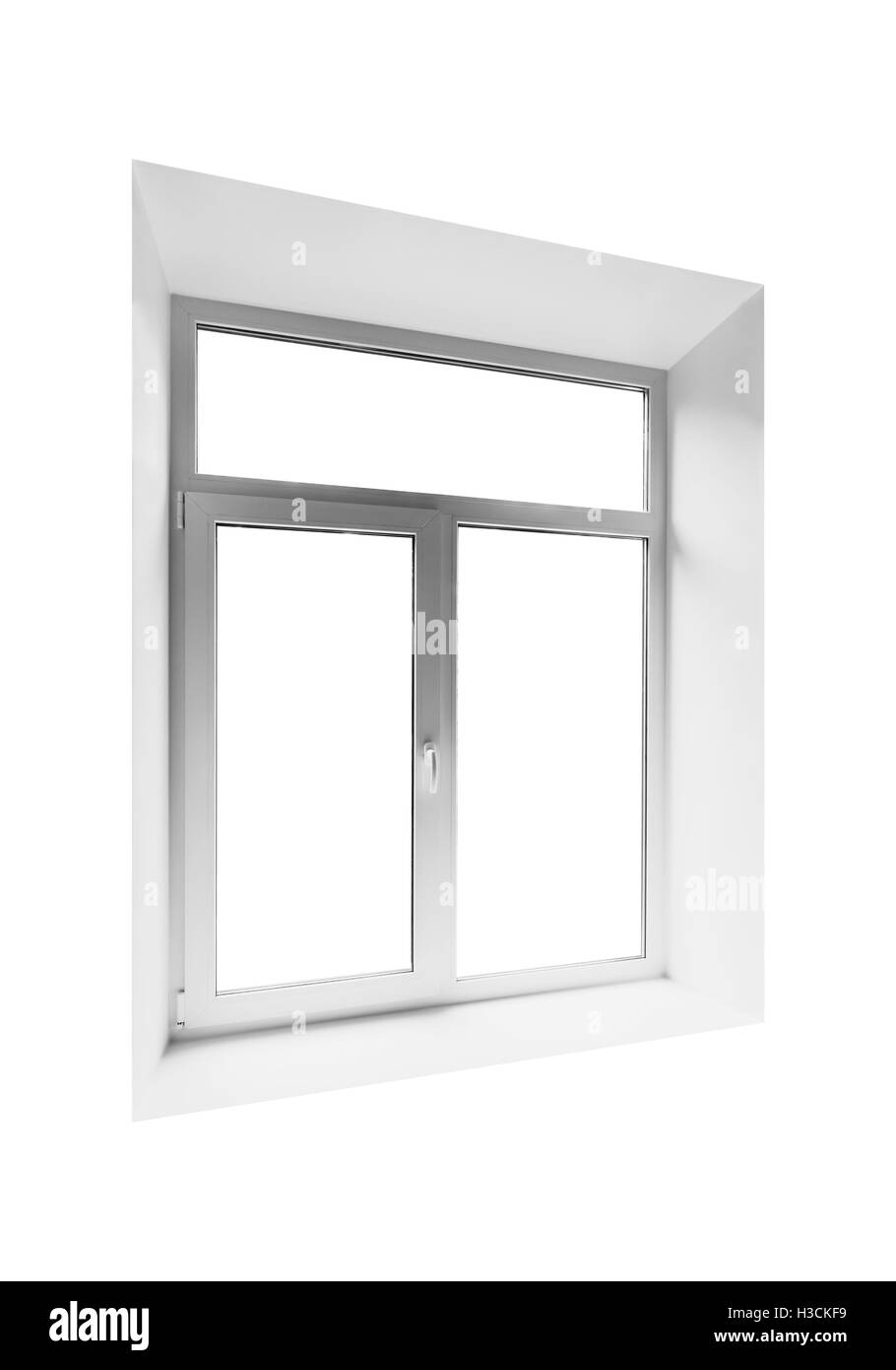 In plastica nuova finestra vuota isolata su sfondo bianco Foto Stock