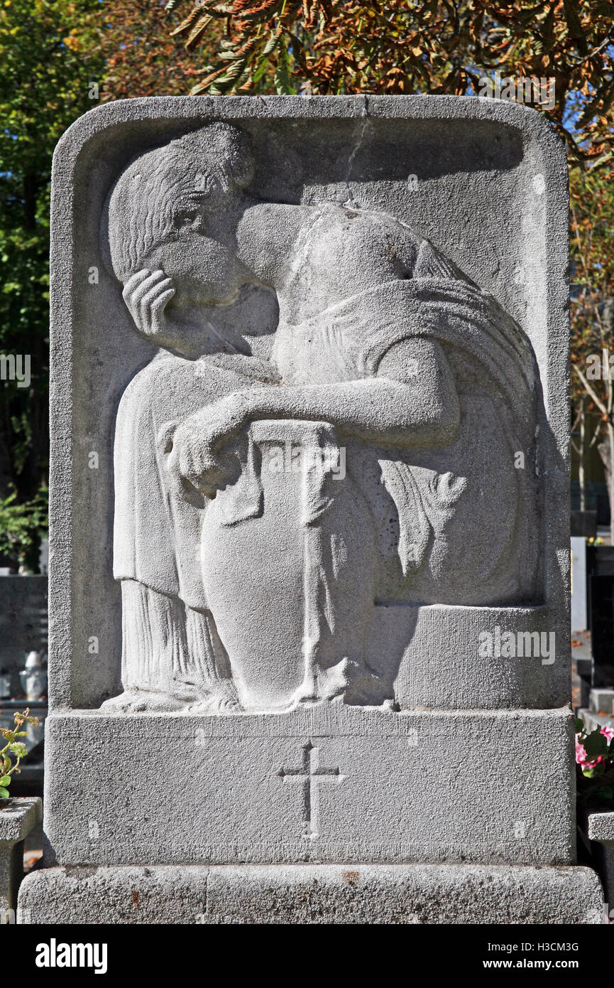 Le sculture sopra tombe,Zagabria nel cimitero Mirogoj,l'Europa,1 Foto Stock