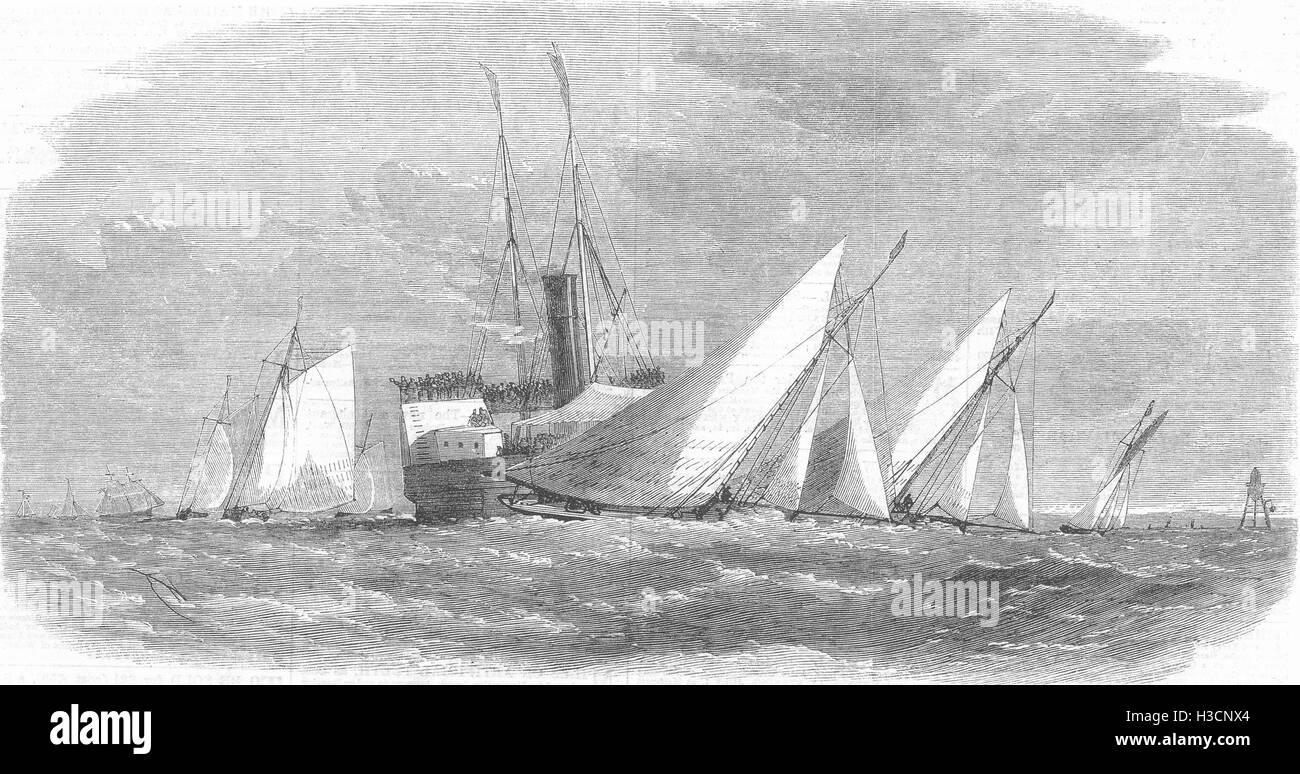 YACHTING arrotondamento Chapman testa;follia;Wasp;Bessie;faretra;Octoroon;Alexandra 1863. Il Illustrated London News Foto Stock