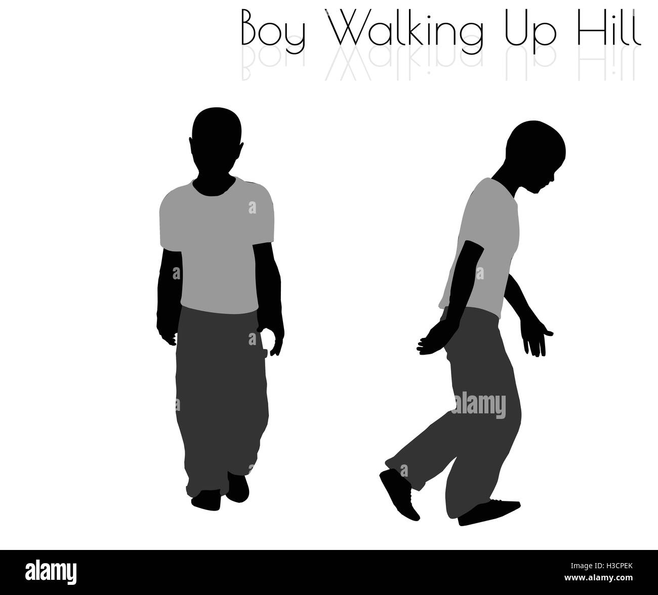 EPS 10 illustrazione vettoriale del ragazzo in tutti i giorni camminando fino Hilll pongono su sfondo bianco Illustrazione Vettoriale