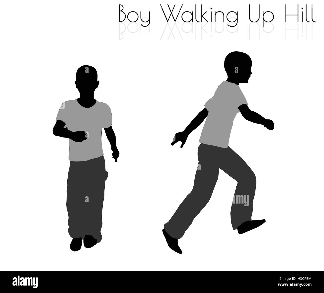 EPS 10 illustrazione vettoriale del ragazzo in tutti i giorni camminando fino Hilll pongono su sfondo bianco Illustrazione Vettoriale