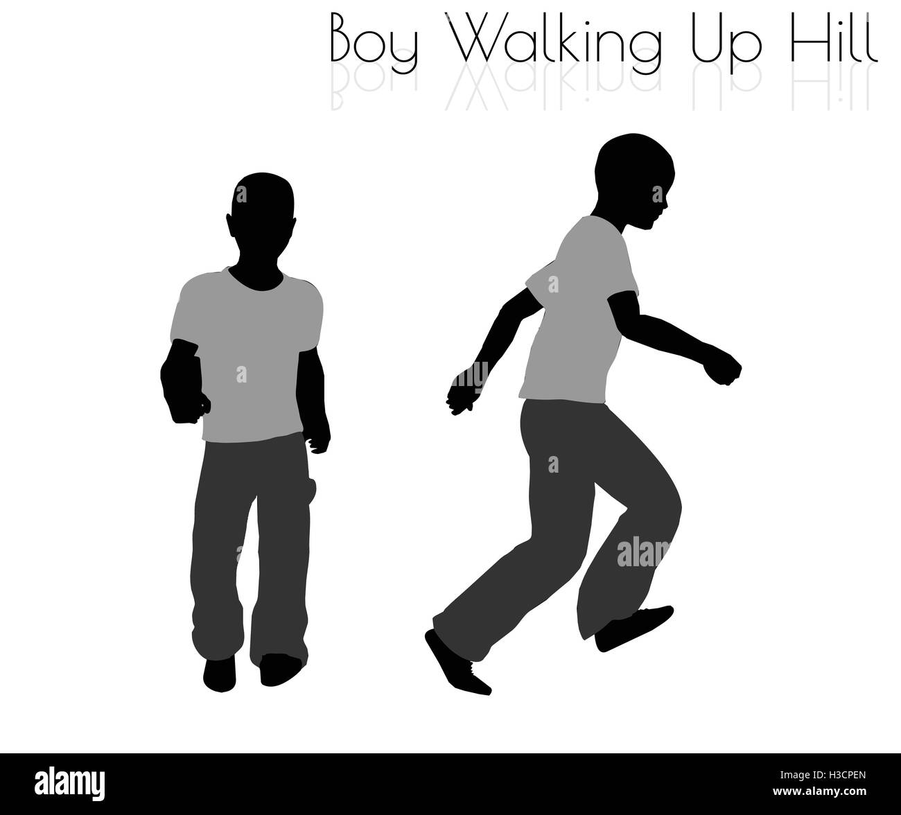 EPS 10 illustrazione vettoriale del ragazzo in tutti i giorni camminando fino Hilll pongono su sfondo bianco Illustrazione Vettoriale