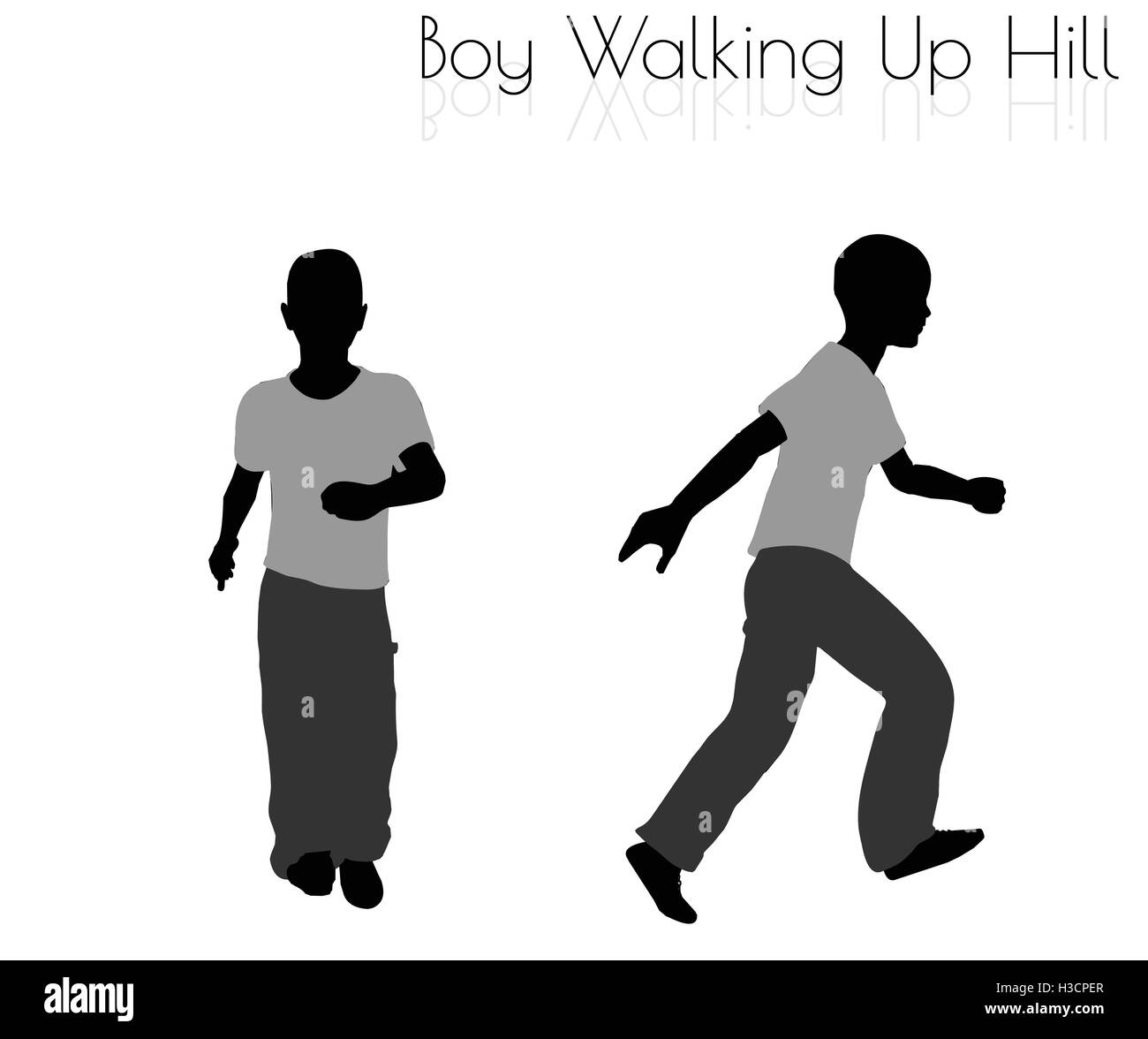 EPS 10 illustrazione vettoriale del ragazzo in tutti i giorni camminando fino Hilll pongono su sfondo bianco Illustrazione Vettoriale