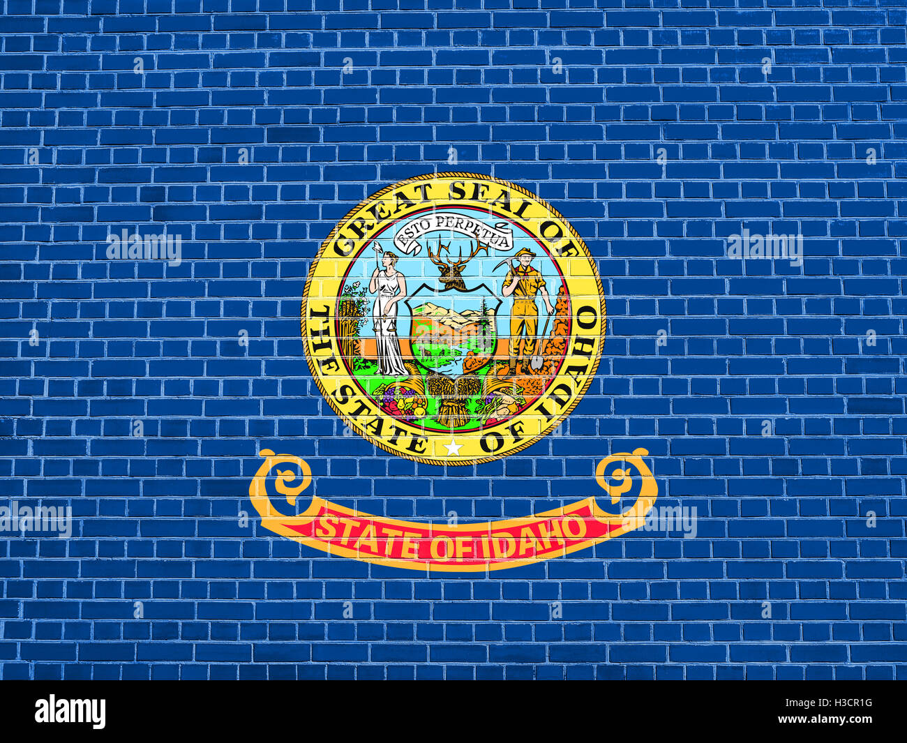 Idahoan bandiera ufficiale, il simbolo. American elemento patriottico. Stati Uniti d'America banner. Stati Uniti d'America lo sfondo. Bandiera di stato americano Foto Stock