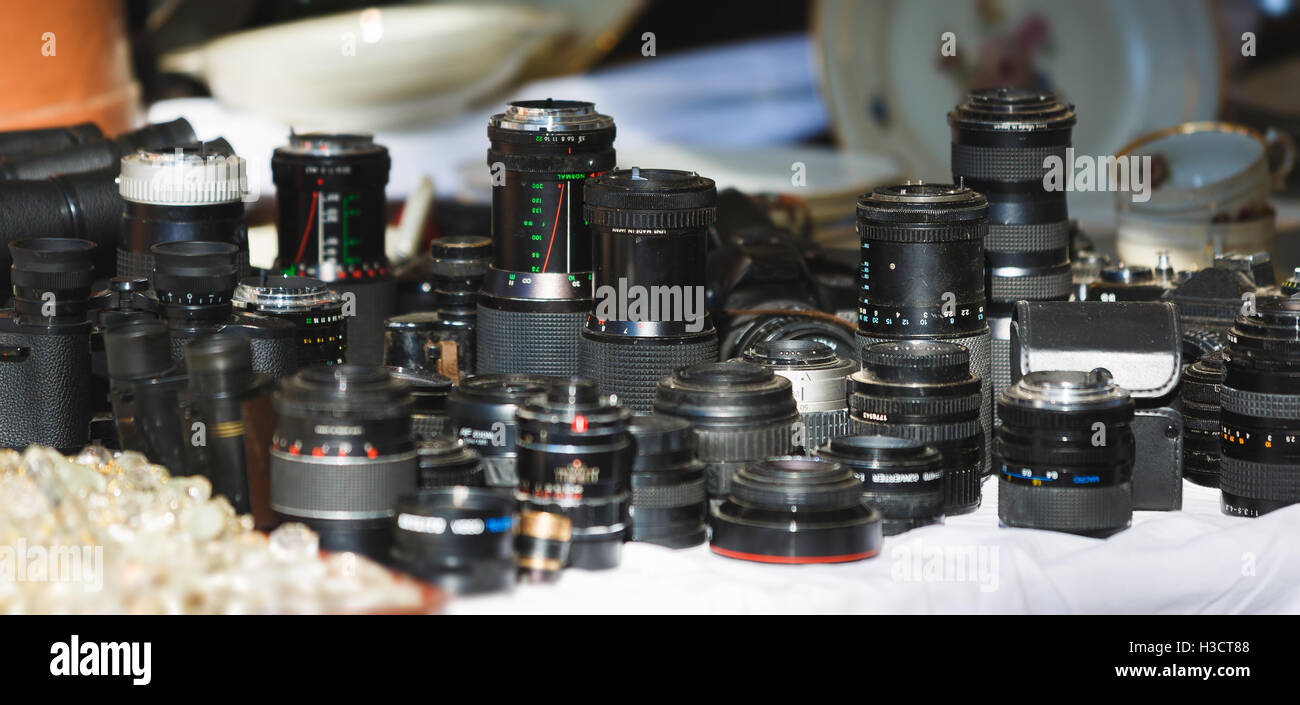 Il gruppo di lenti vintage, wide image Foto Stock