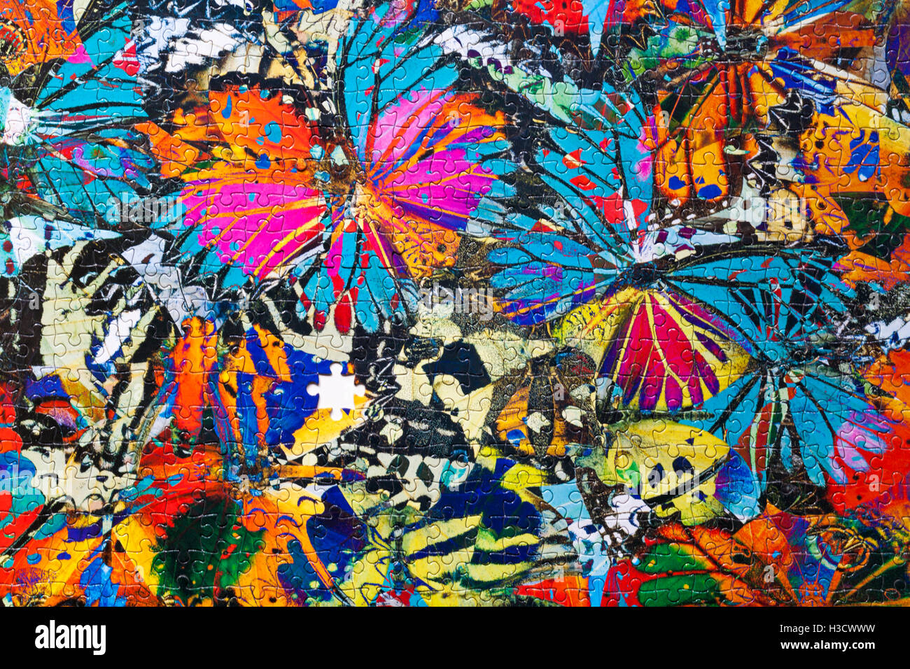 L'ultimo pezzo in un autentico mondo di puzzle più difficili impossibile puzzle Foto Stock