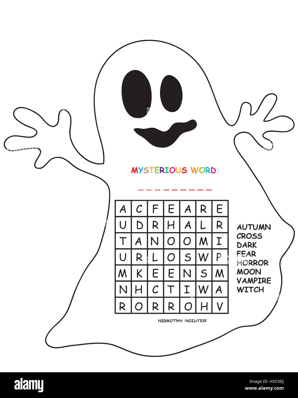 Gioco per bambini: crossword per Halloween Foto Stock