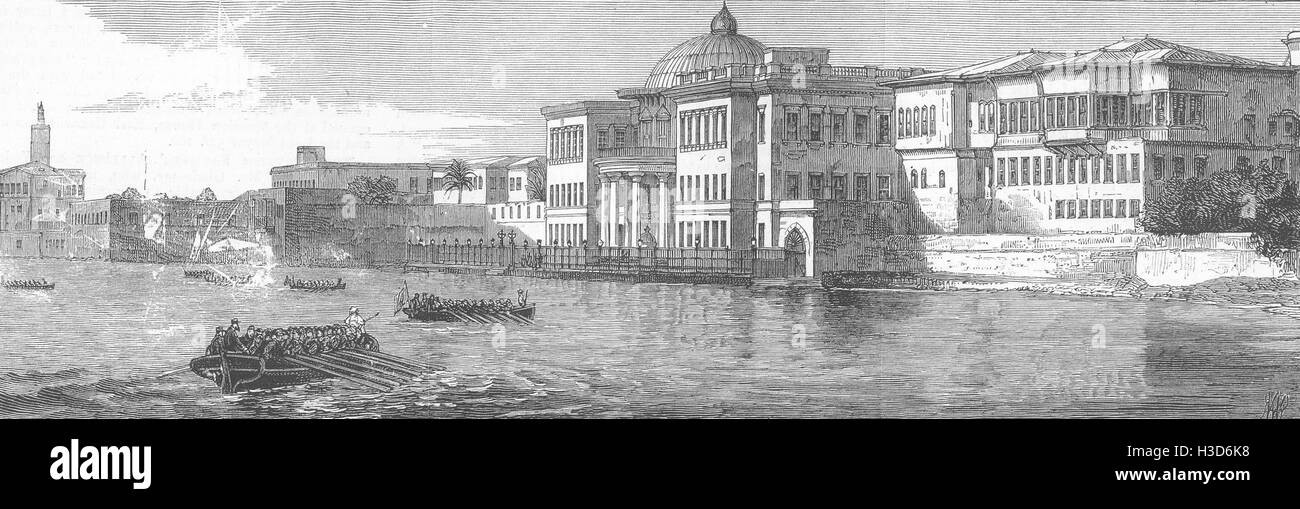Egitto Ras-El-Tin palace ad Alessandria, Khedive & Dervish Pasha House 1882. Il grafico Foto Stock