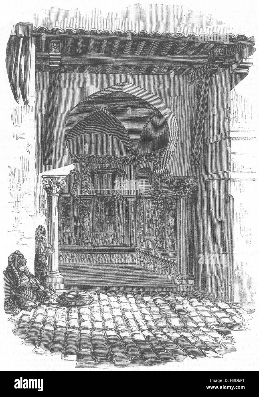 ALGERIA portico moresco nella casa di Dey Mustapha, Algeri 1858. Il Illustrated London News Foto Stock