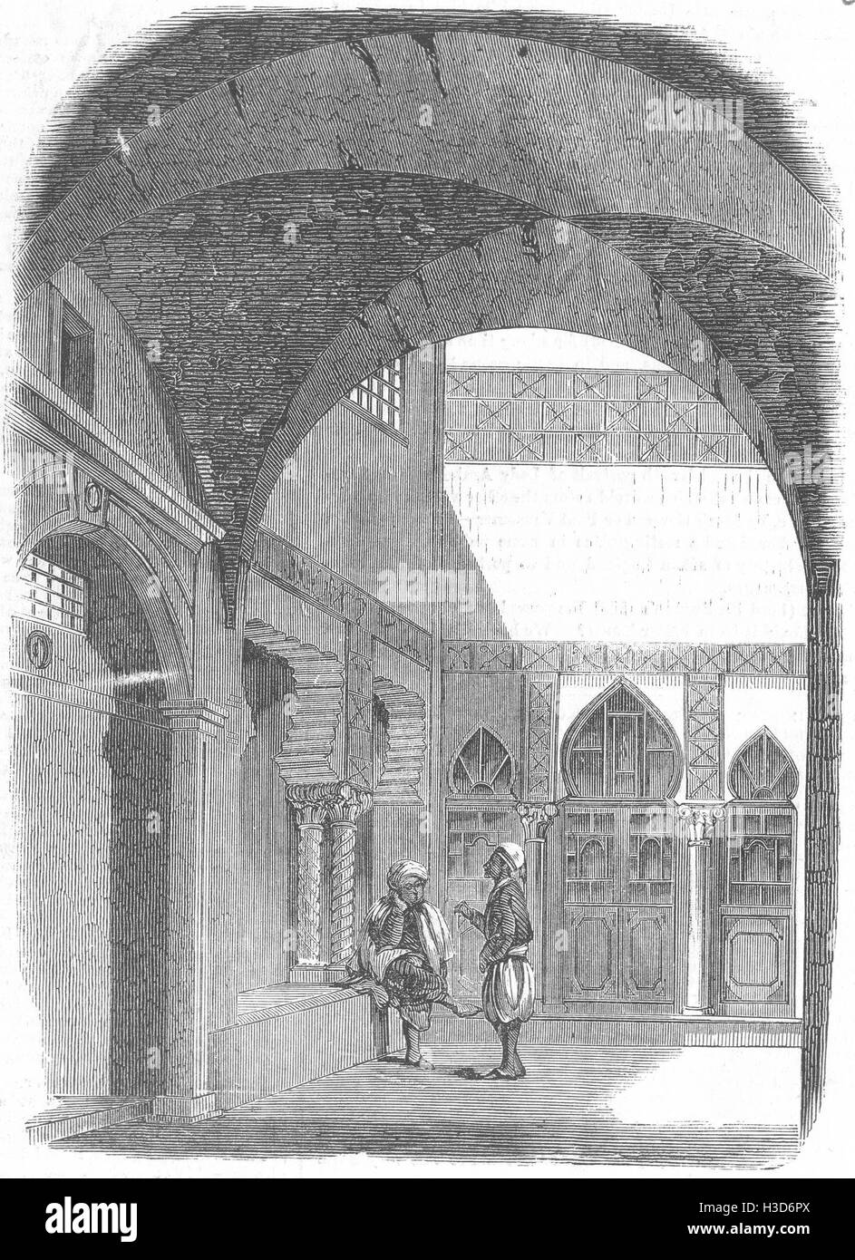 ALGERIA vestibolo nella casa di Dey Mustapha, Algeri 1858. Il Illustrated London News Foto Stock