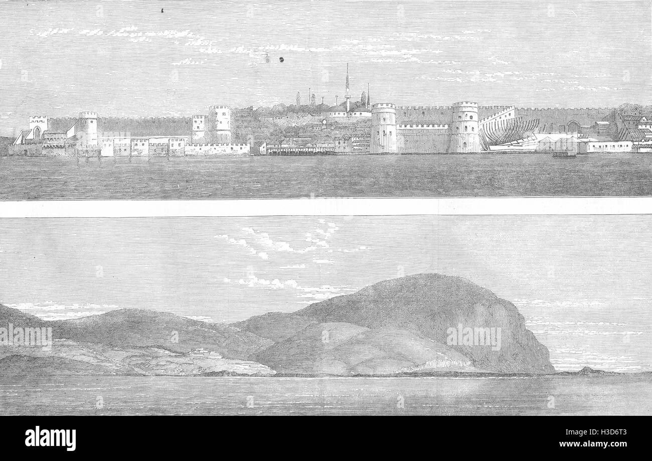 Città città turca, in parte distrutta da un incendio c1870. Il Illustrated London News Foto Stock