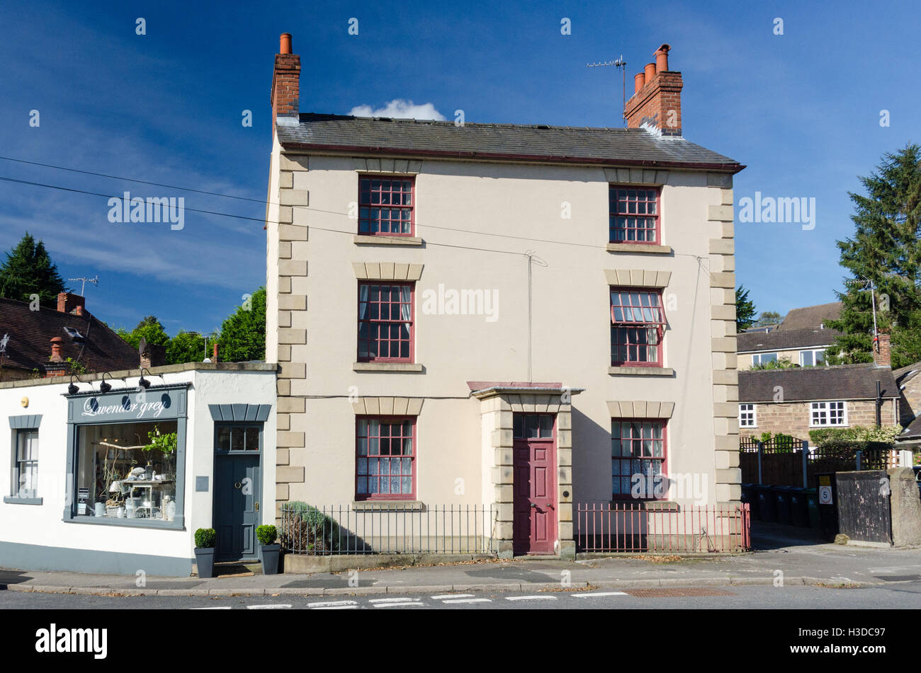 Dipinto di casa a tre piani a Belper, Derbyshire Foto Stock