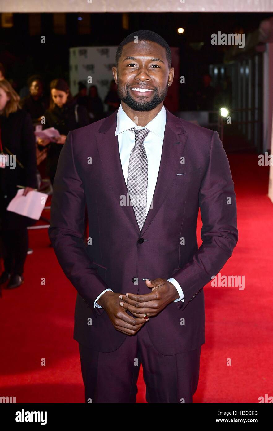 Trevante Rhodes frequentando il sessantesimo BFI London Film Festival screening di Moonlight al terrapieno Giardino Cinema, Londra. Foto Stock