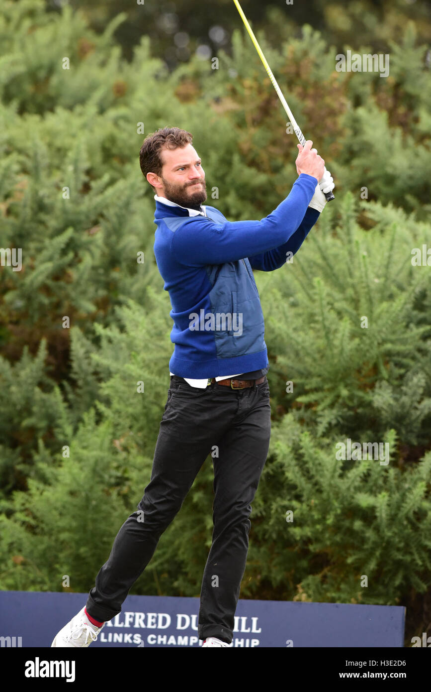 St Andrews, Scotland, Regno Unito, 07, ottobre 2016. Jamie Dornan, stella di cinquanta sfumature di grigio, prendendo parte al la Alfred Dunhill Links Championship Credito: Ken Jack / Alamy Live News Foto Stock