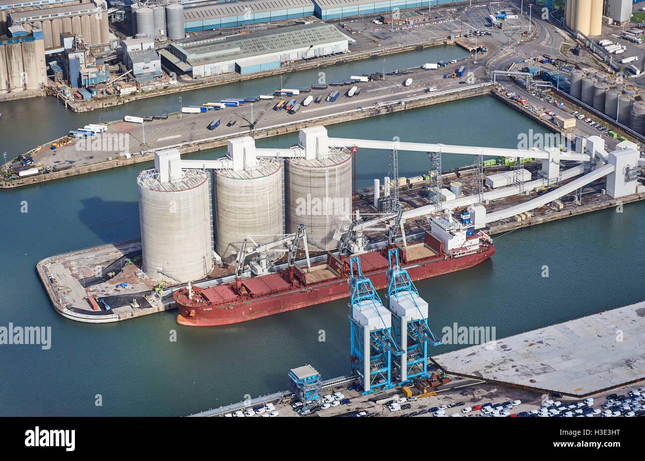 Importazione di biomassa facility, Seaforth Dock Liverpool, NW Inghilterra Foto Stock