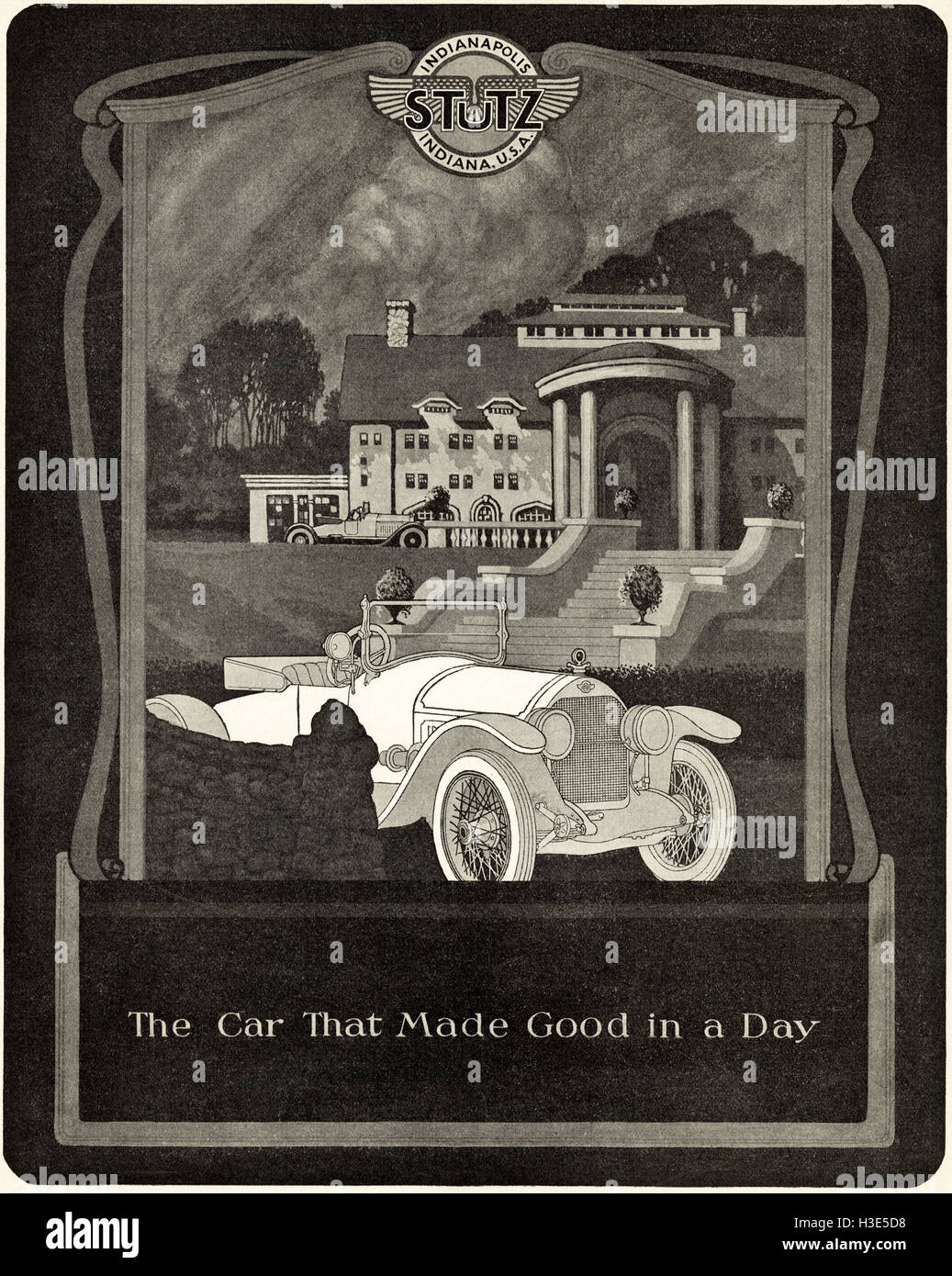 1920 un annuncio da un originale vecchia vintage rivista americana 1920s pubblicità pubblicità Stutz vetture di Indianapolis in Indiana USA 20s Foto Stock