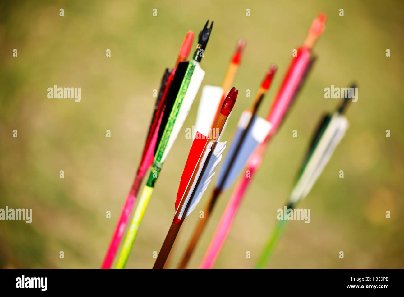 Un frecce in legno per la prua close up Foto Stock