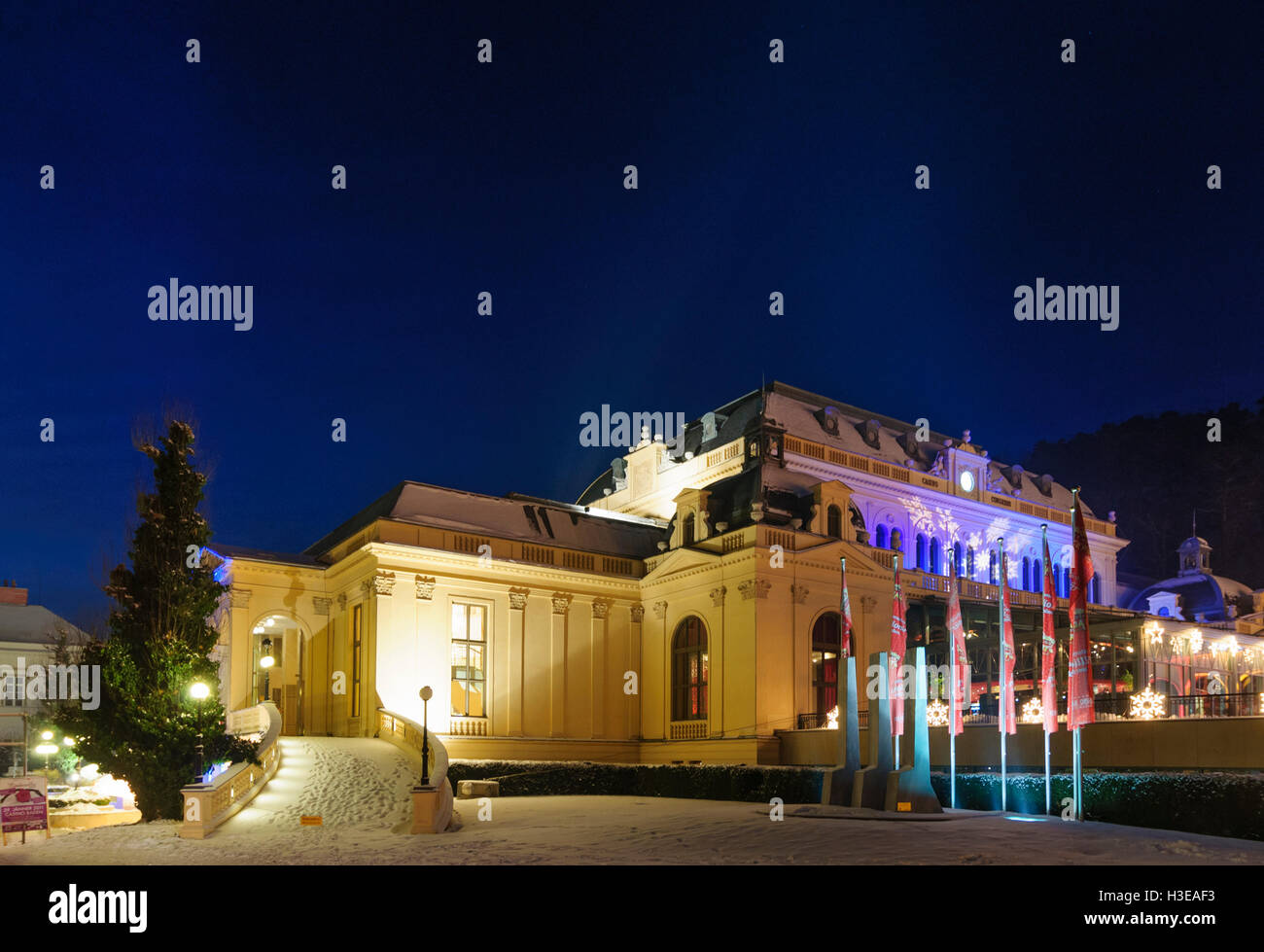 Baden: casino, mercato di Natale, Wienerwald, Vienna Woods, Niederösterreich, Austria Inferiore, Austria Foto Stock