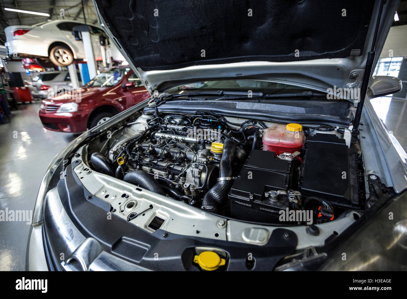 Close-up del cofano per auto Foto Stock