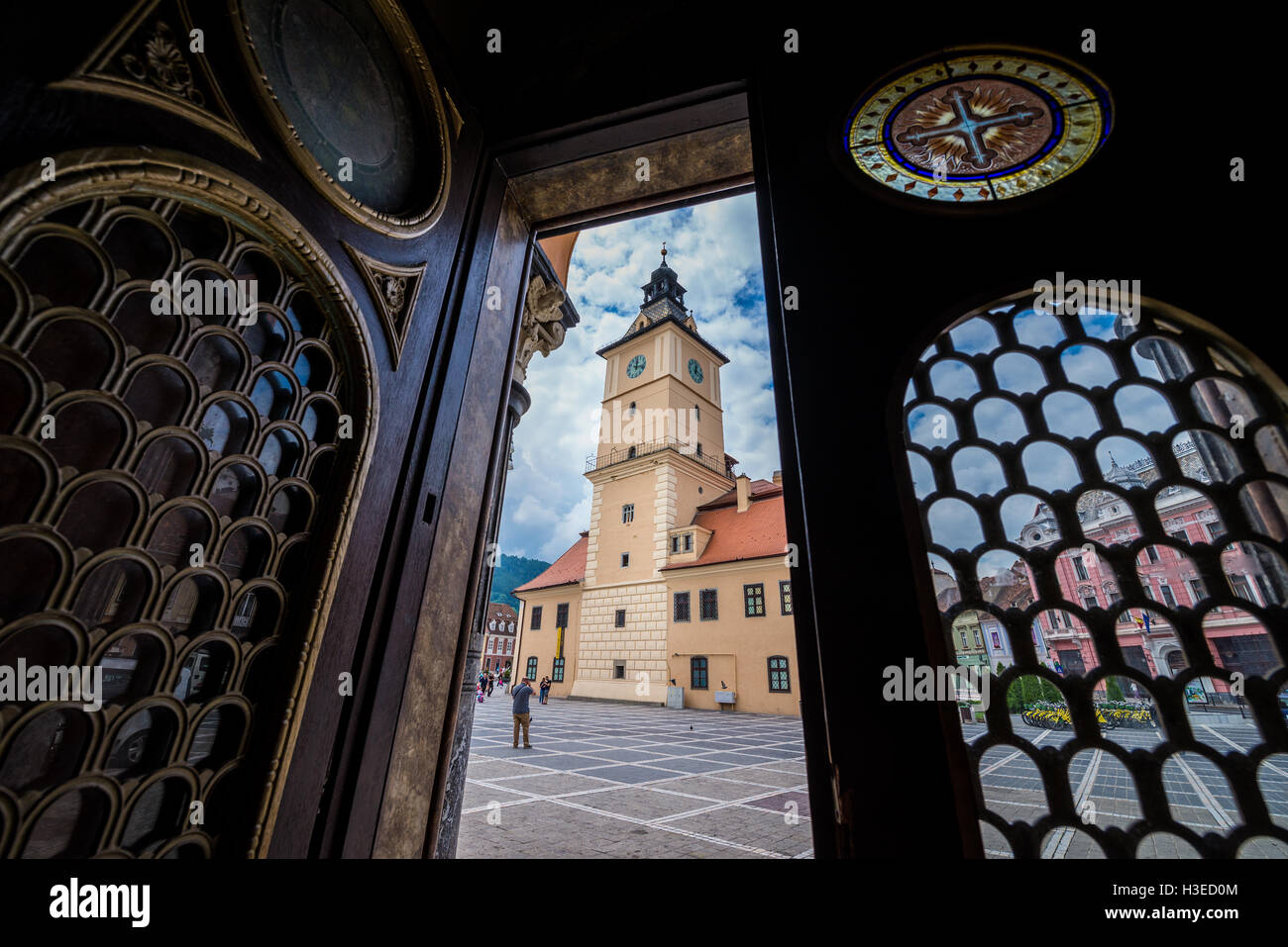 Ex Municipio di Brasov, Romania chiamato Consiglio casa (Casa Sfatului) a Piazza del Consiglio, Museo Storico oggi Foto Stock