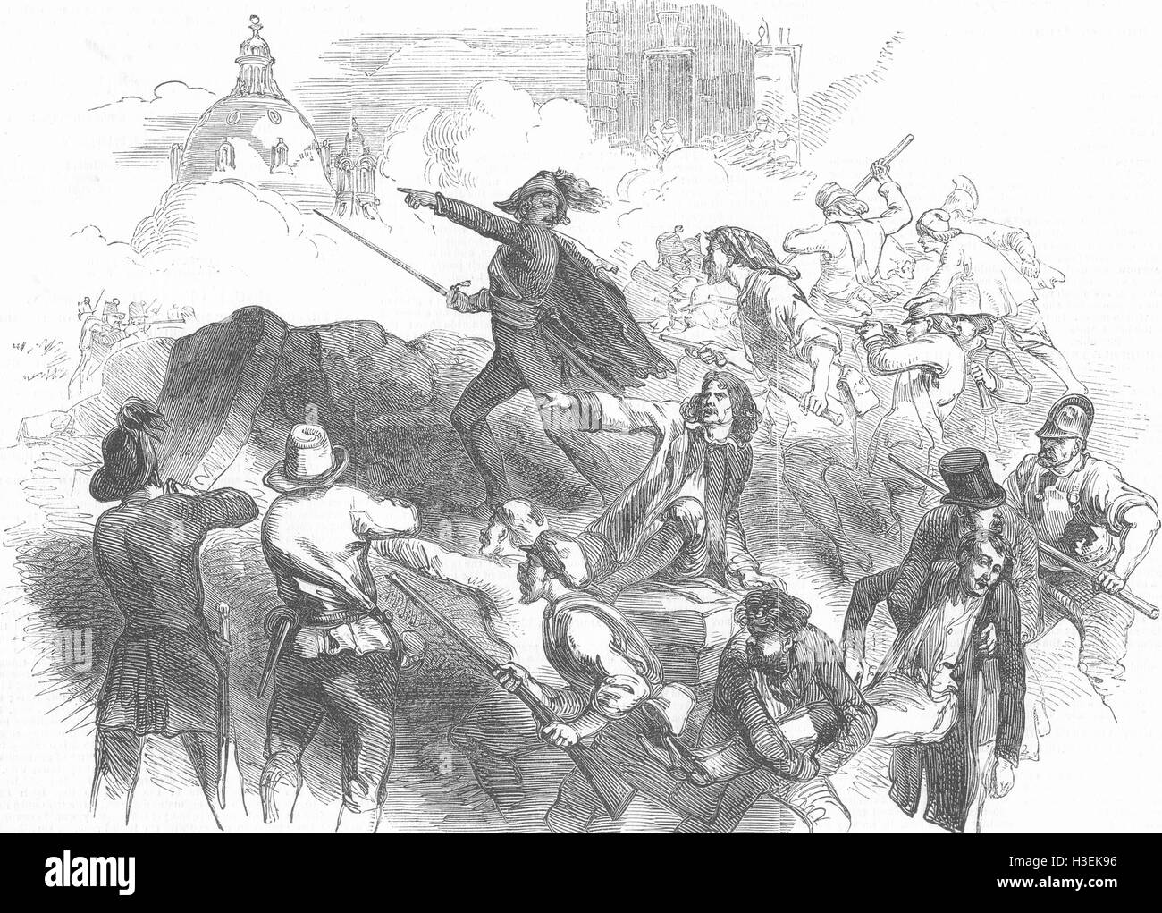 Germania tumulti a Dresden-Barricade Grosse Frauen Strasse attaccato Neumarkt 1849. Il Illustrated London News Foto Stock