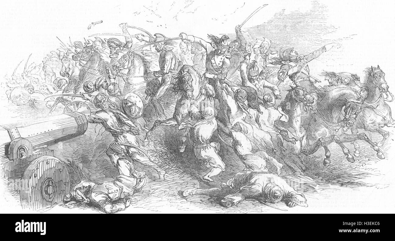 La società la morte di Brigadier-General Curenton,nello skirmish vicino Ramnuggur 1849. Il Illustrated London News Foto Stock