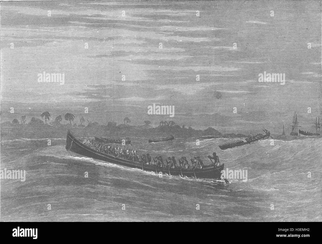 Il ghana Surf-Boat per lo sbarco di truppe, Ghana 1873. Illustrated London News Foto Stock