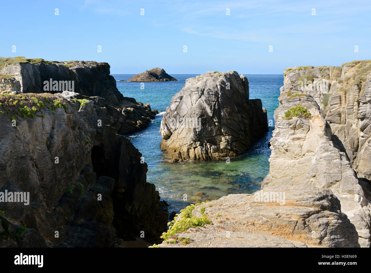 Costa rocciosa del Quiberon in Francia Foto Stock