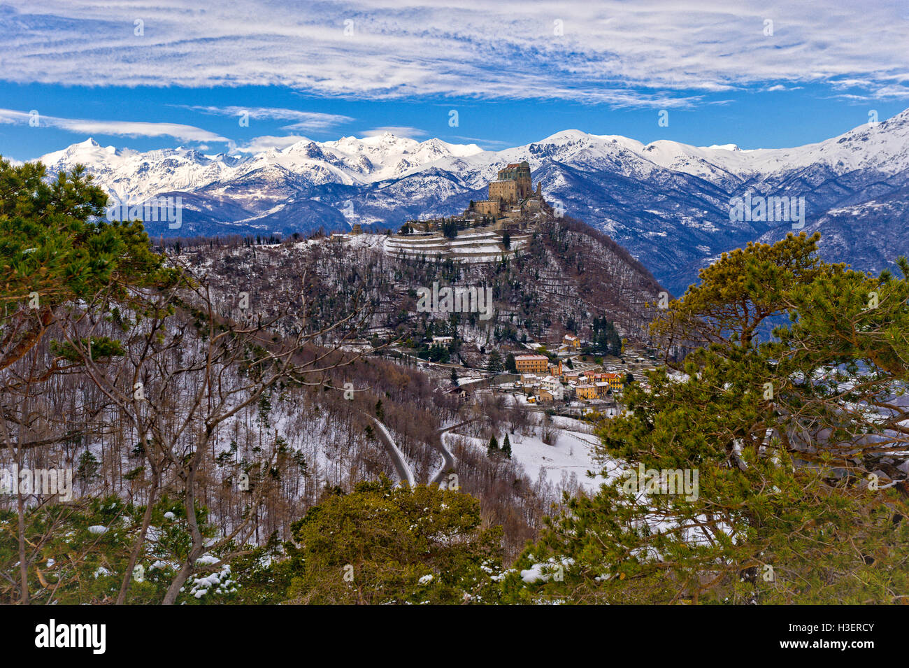 Italia Piemonte Val di Susa a Chiusa di San Michele - La Sacra di San Michele Foto Stock