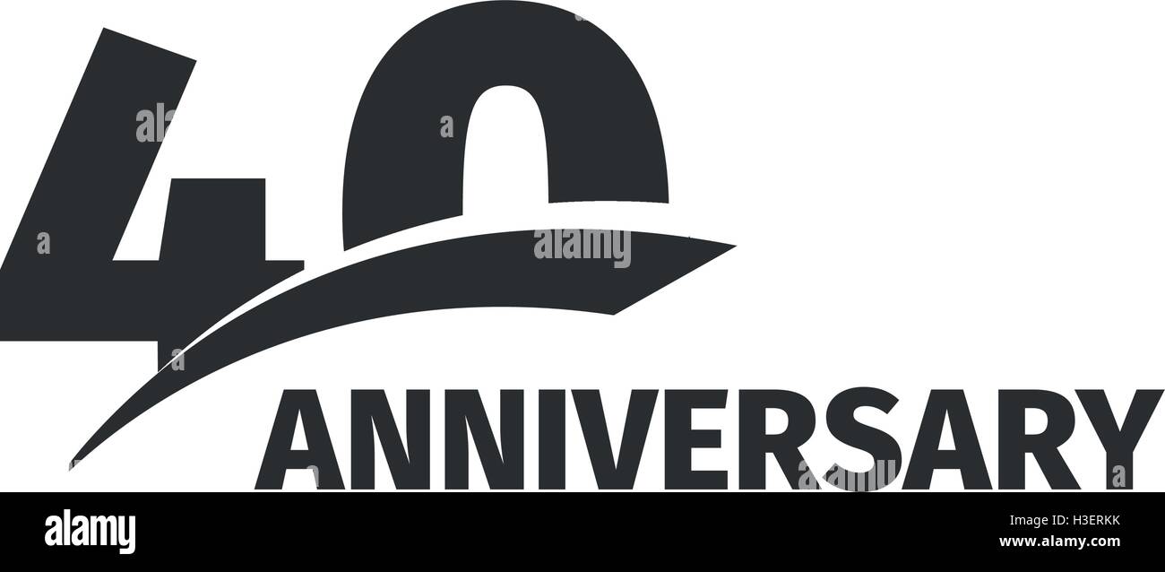 Isolato nero astratto quarantesimo anniversario logo su sfondo bianco. 40 numero logotipo. Quaranta anni la celebrazione del Giubileo e la relativa icona. Quarantesimo compleanno emblema. Vettore illustrazione anniversario. Illustrazione Vettoriale