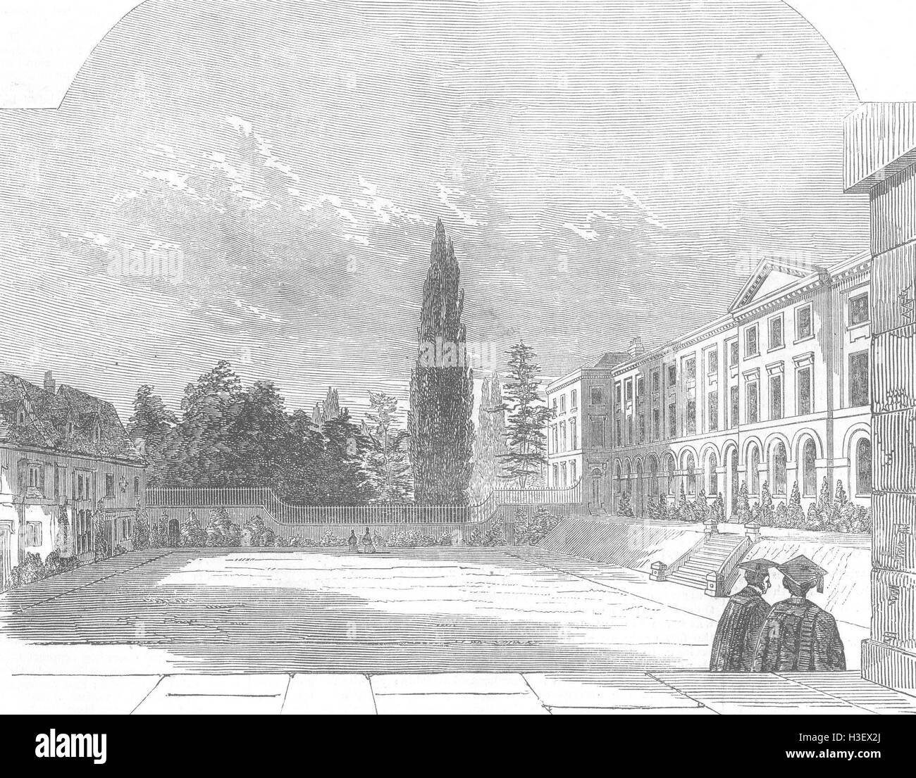 OXON Worcester College un quadrangolo Oxford 1853. Illustrated London News Foto Stock