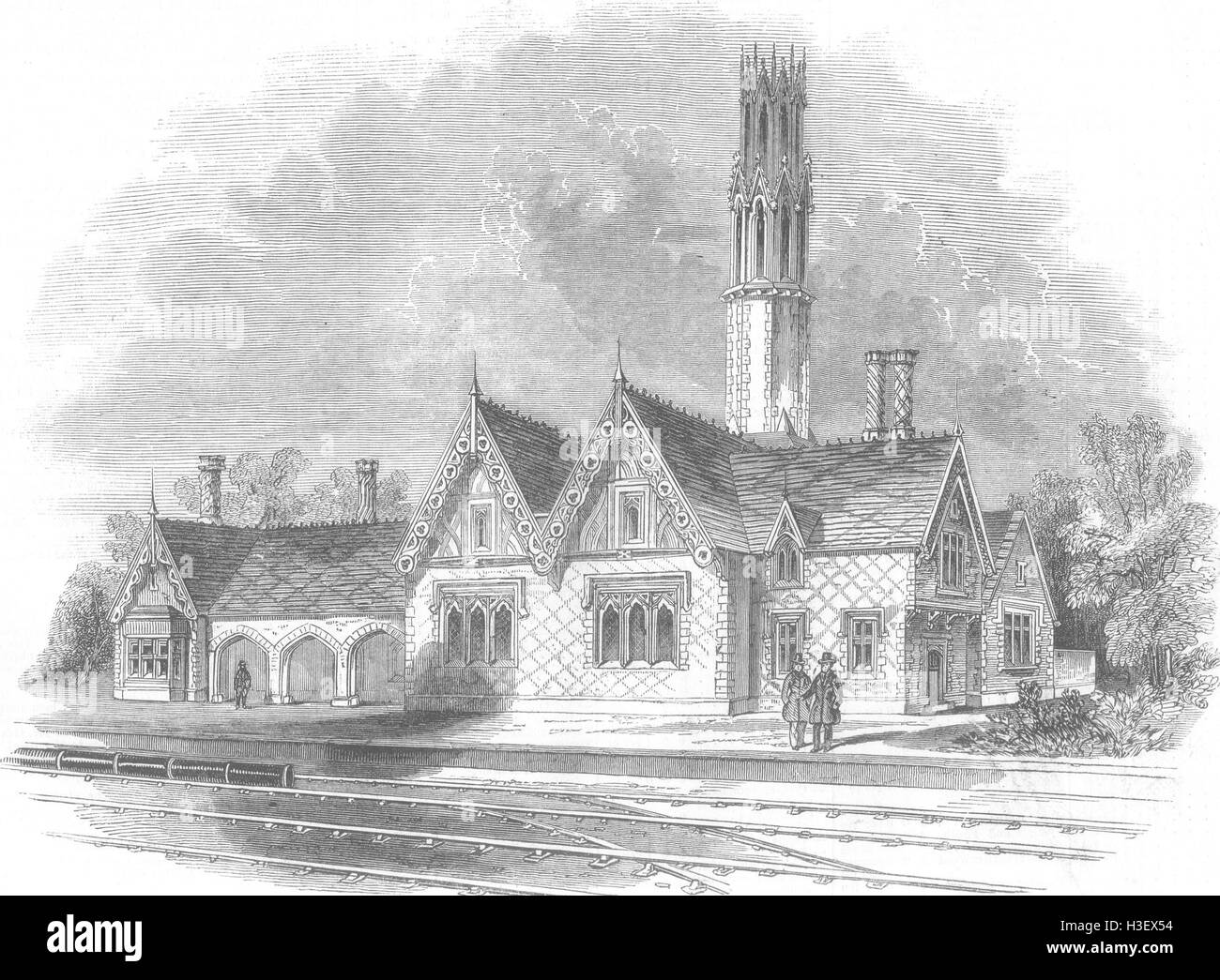 SURREY Station-Croydon atmosferica & Epsom linea 1845. Illustrated London News Foto Stock