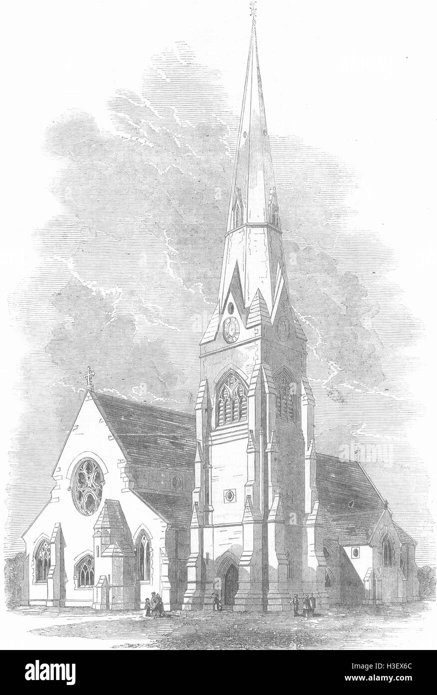 Londra la nuova chiesa di St Mary a Spring-Grove 1856. Illustrated London News Foto Stock