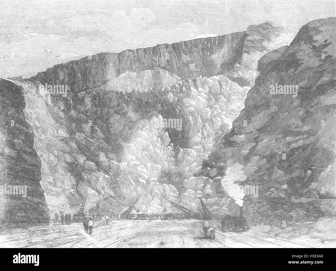 Il Galles operazione di sabbiatura, Holyhead, il Galles del Nord 1856. Illustrated London News Foto Stock