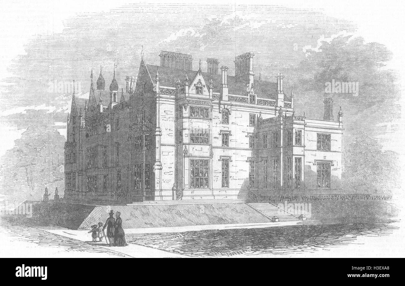 LANCASHIRE Worsley Hall, sede del signore Francis Egerton 1846. Illustrated London News Foto Stock