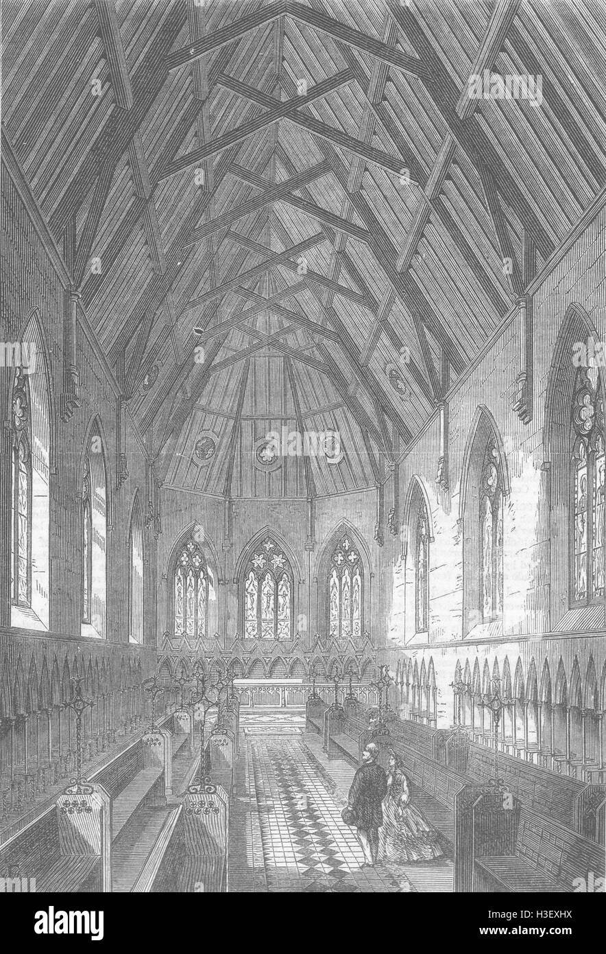 KENT Bromley College, Kent la cappella 1864. Illustrated London News Foto Stock