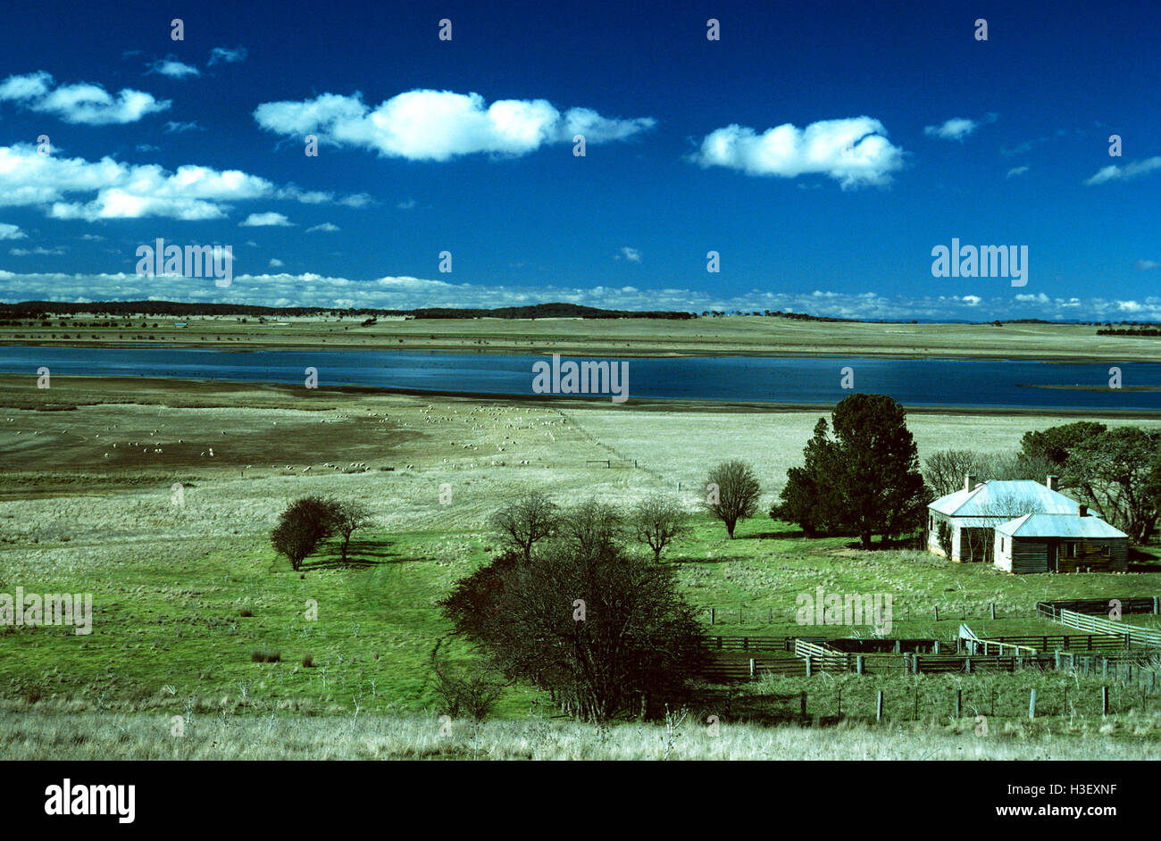 Paese di pascolo e la vecchia fattoria vicino al lago di Bathurst. Foto Stock