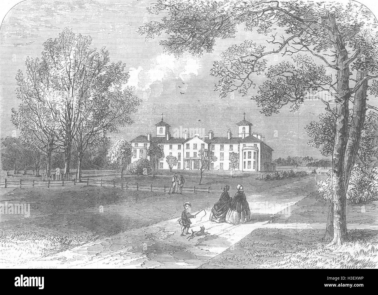 Scozia nuovo manicomio presso Aberdeen 1863. Illustrated London News Foto Stock